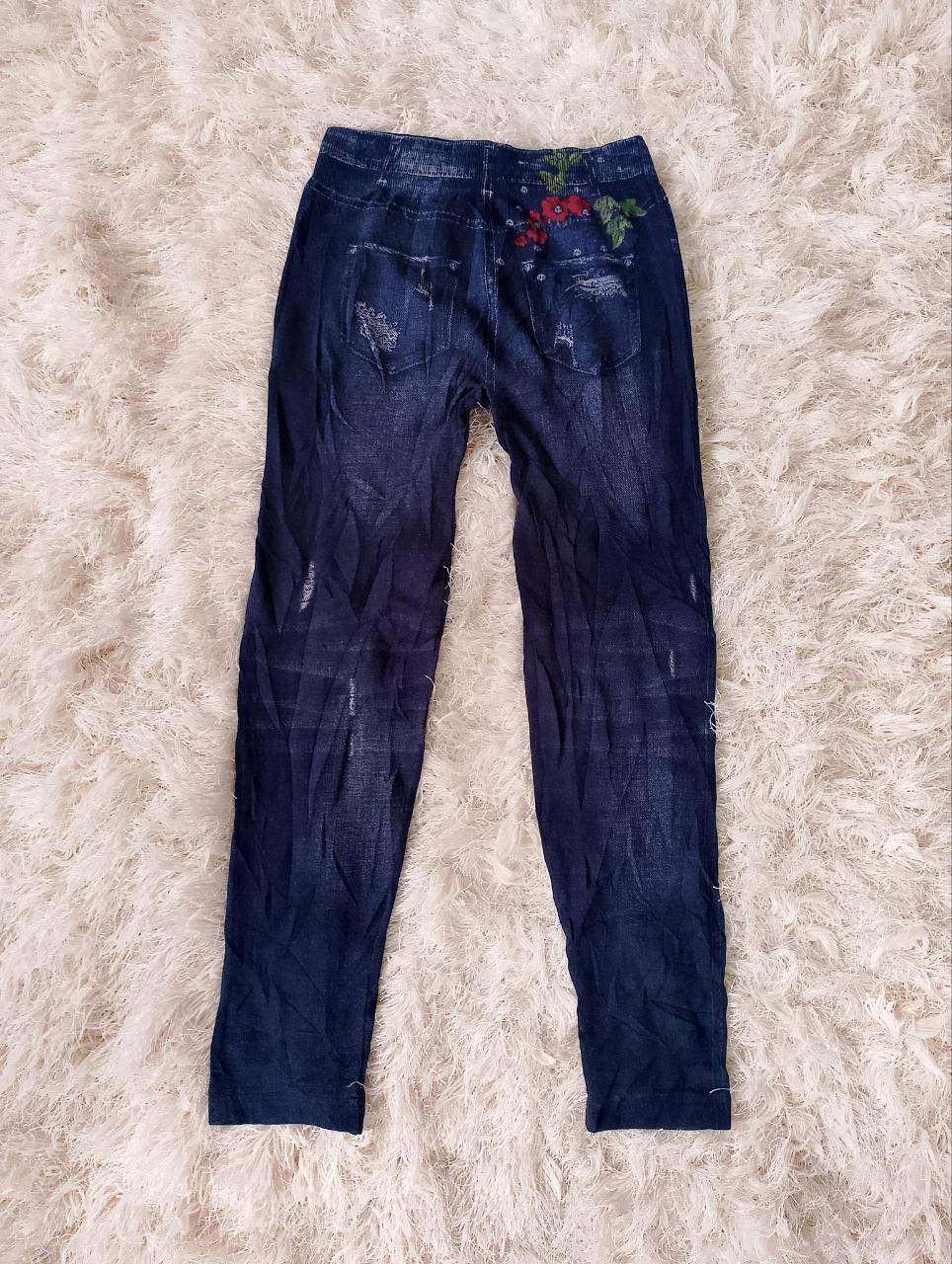 If Six Was Nine FLORAL Distressed Sketch Denim Legging Size 26" / US 2 / IT 38 - 2 Thumbnail