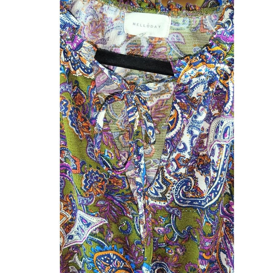 Other Melloday Purple Paisley Stretch Elastic Waist Top size S Size S / US 4 / IT 40 - 3 Thumbnail