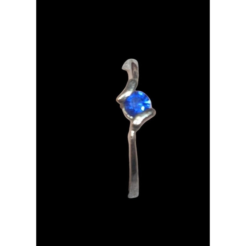 Other Minimalist Blue Gemmed Silver Tone Ring Size 5 Size ONE SIZE - 6 Thumbnail