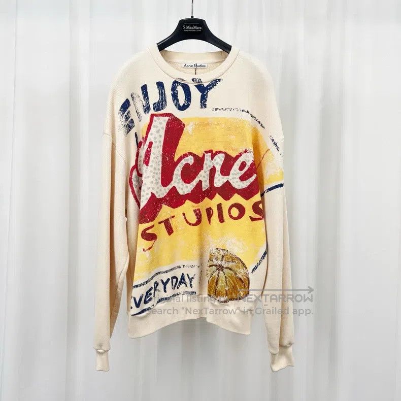 Acne Studios Acne Studios Beige water-washed print hooded sweatshirt Size US XXS / EU 40 - 1 Thumbnail