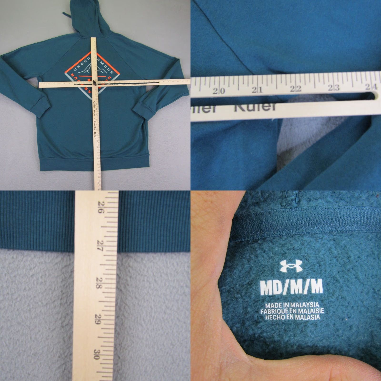 Under Armour Under Armour Hoodie Mens Medium Blue Pullover Sweatshirt Fleece Graphic Print Logo Pockets High Neck Size US M / EU 48-50 / 2 - 8 Thumbnail