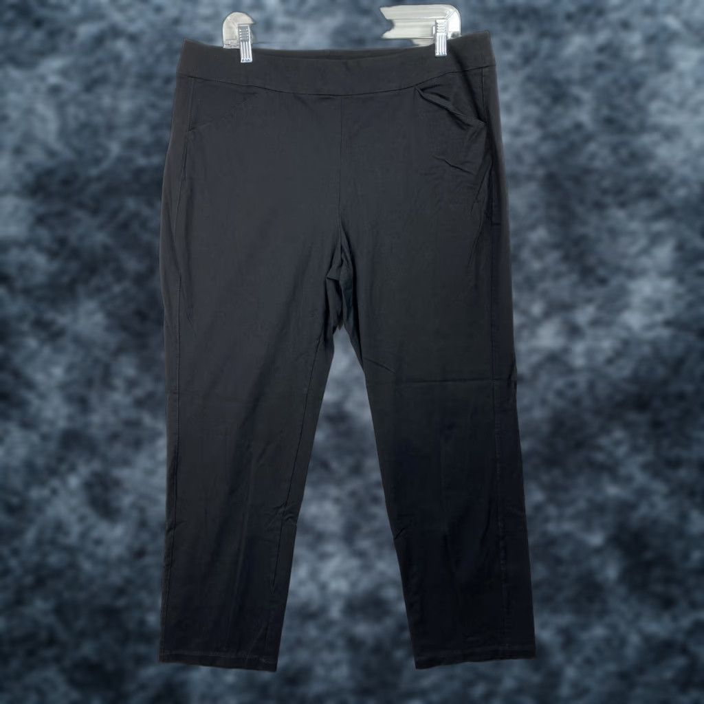 Vintage Chicos Black Ponte Knit Travel Pants Womens 3 XL 16 Ankle Pockets Pull On Size 40" / US 18 - 1 Thumbnail
