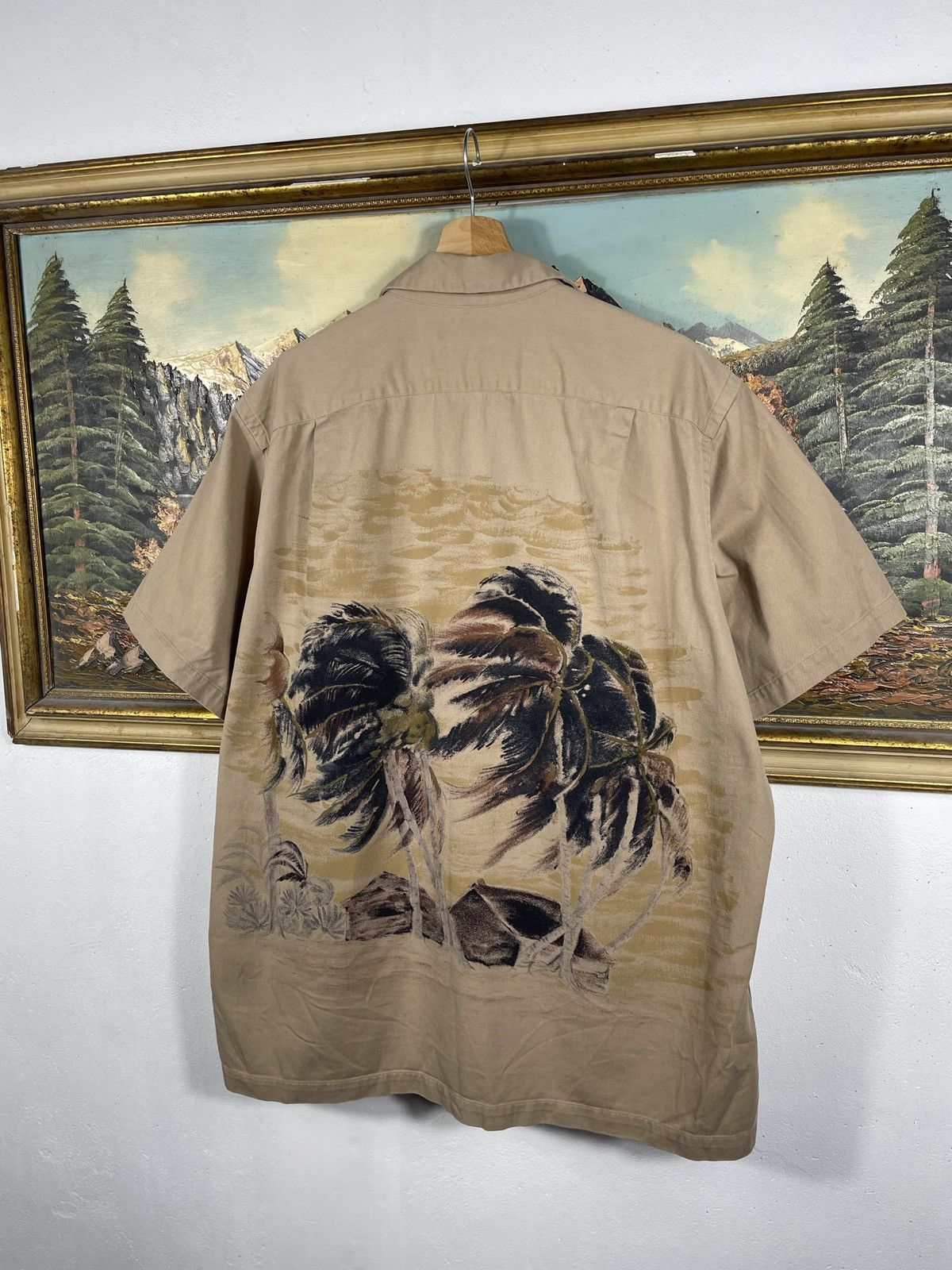 Polo Ralph Lauren × Ralph Lauren × Vintage Polo Ralph Lauren Biege Plam Tree Camp Vintage 90s Shirts Size US L / EU 52-54 / 3 - 9 Thumbnail