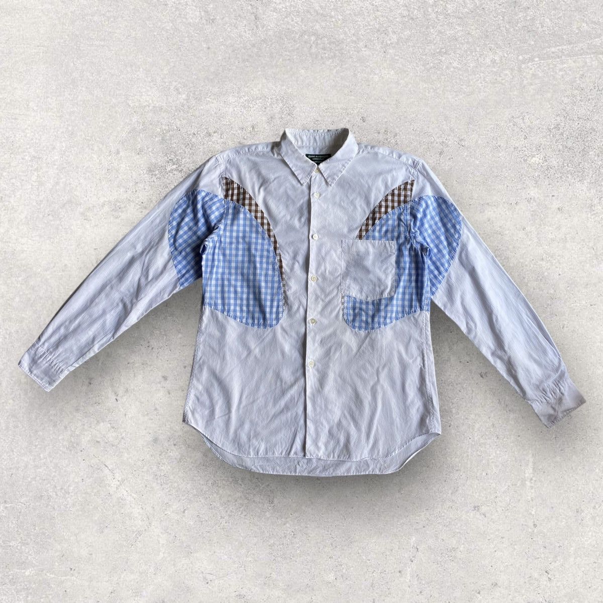 image of Comme Des Garcons x Comme Des Garcons Homme Plus Cut And Sew Plaid Shirt in White (Size Small)