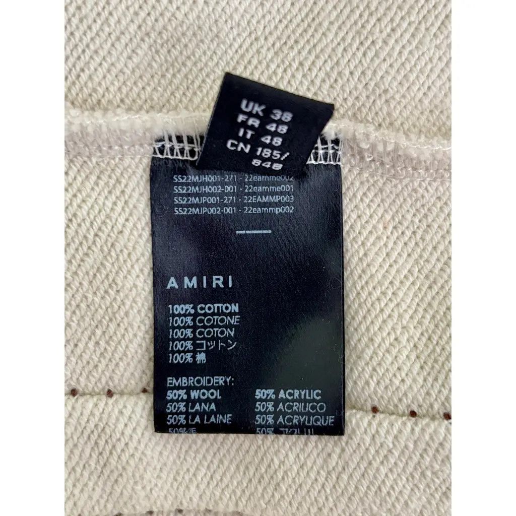 Amiri AMIRI Stitched Cotton Terry Hoodie in Alabaster Size US M / EU 48-50 / 2 - 7 Thumbnail