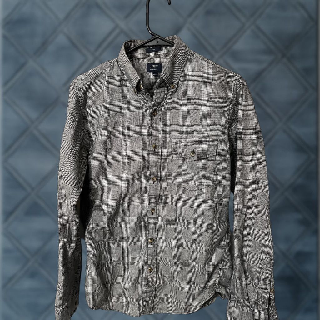J.Crew VINTAGE J.CREW Button-Front Shirt Men’s Plaid 100% Cotton Small Gray Plaid, Long Sleeve, Casual, 53410, Regular Fit, Size S, Mens Size US S / EU 44-46 / 1 - 1 Thumbnail