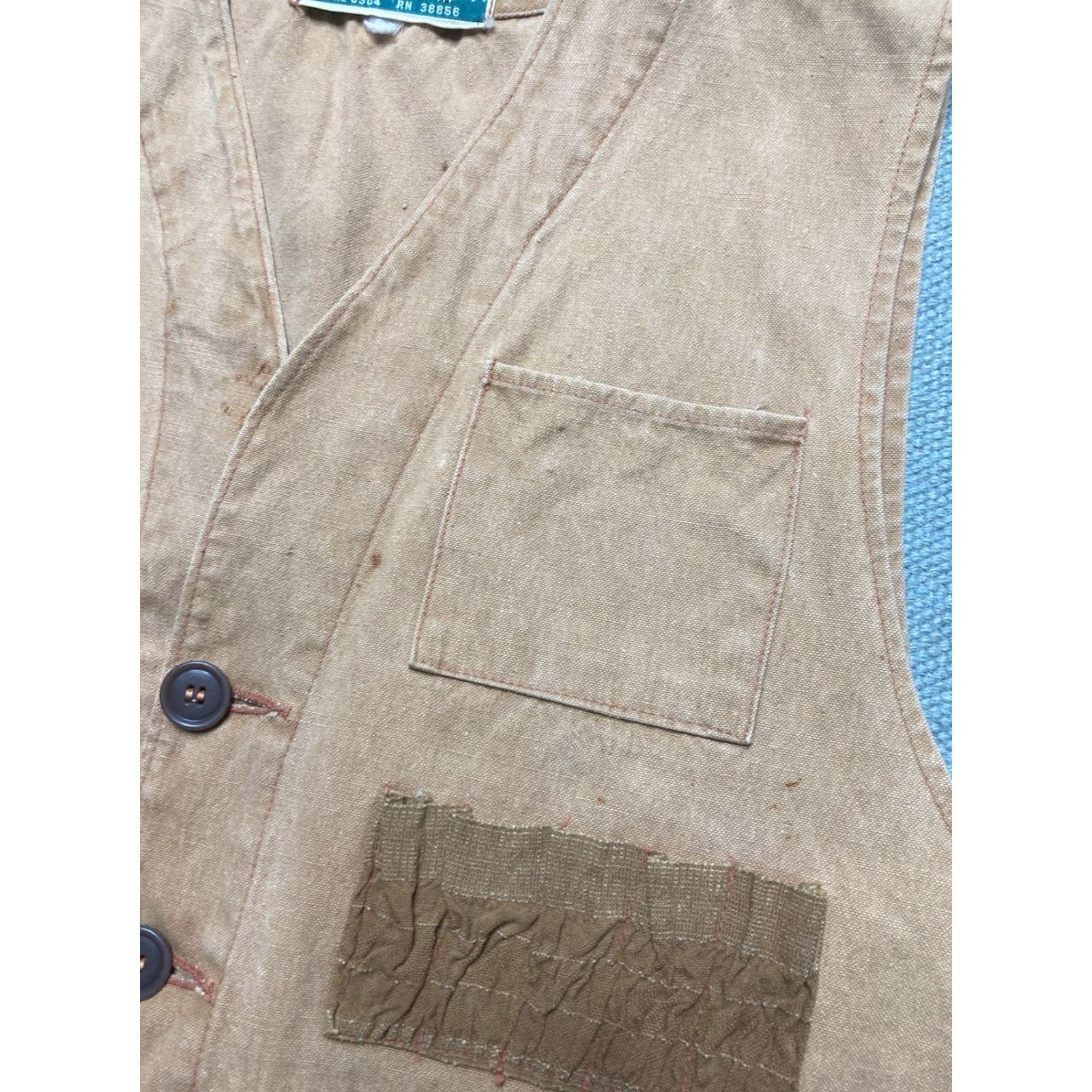Vintage VINTAGE Canvas Hunting Vest Shooting Cotton Button Boxy Cropped Large 60s 70s Shirt Adult L Mens Boys Size US L / EU 52-54 / 3 - 4 Thumbnail