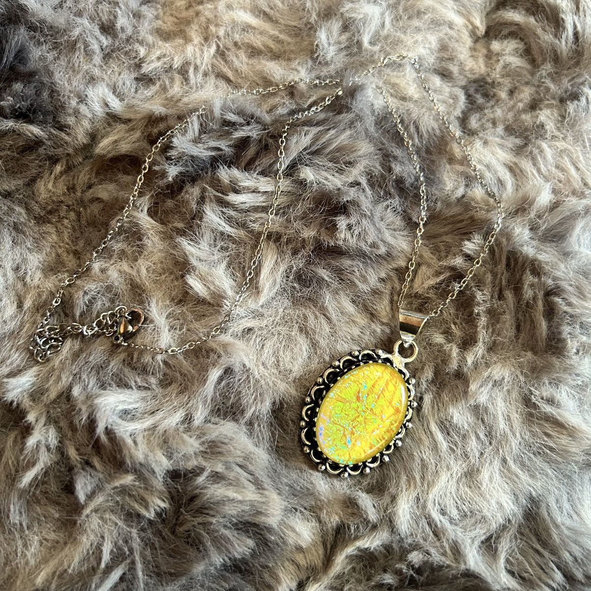 Handmade Handcrafted simulated opal dogtooth 925 sterling necklace Size ONE SIZE - 8 Thumbnail