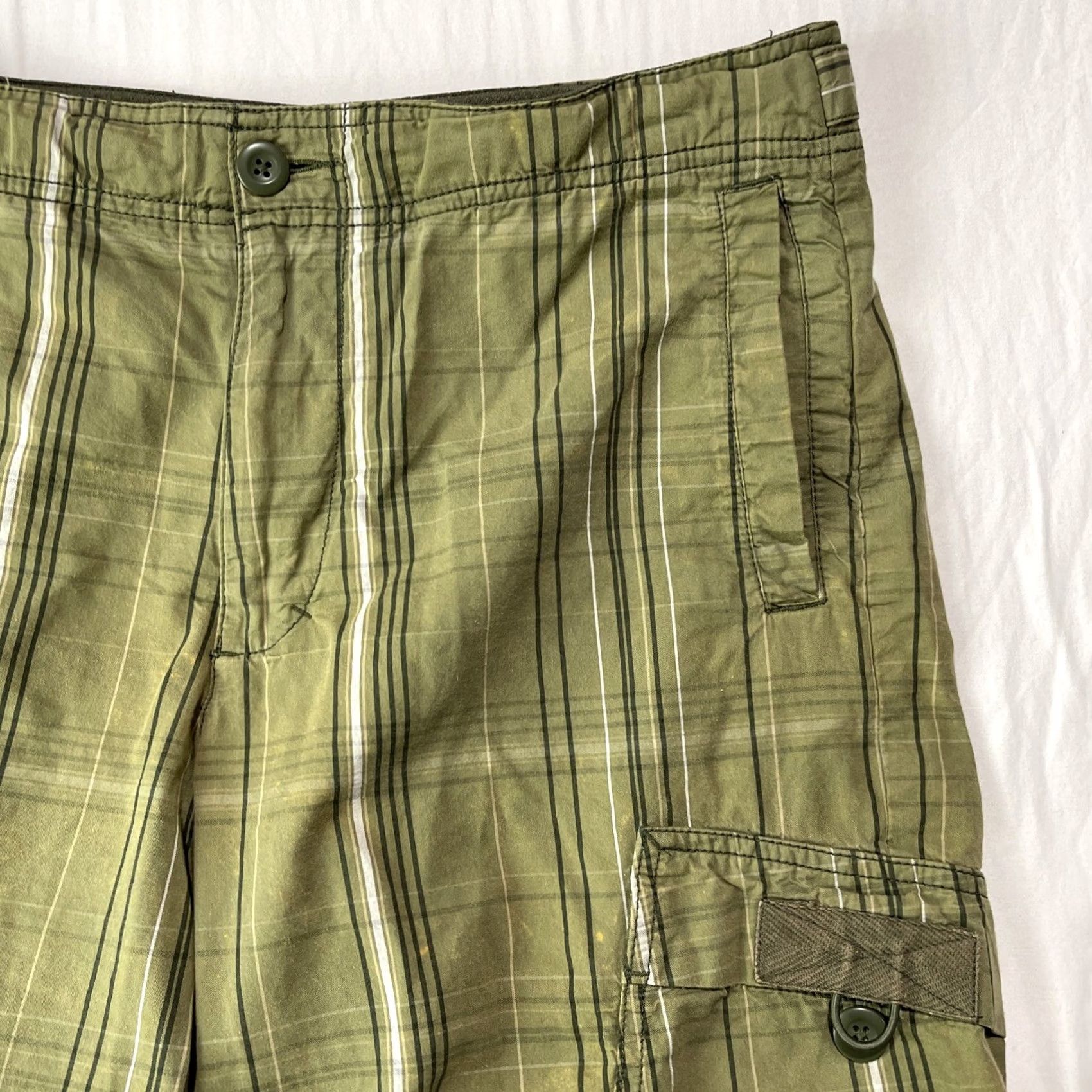 Nike VINTAGE Nike Shorts Mens M Green Hiking Outdoor Plaid Drawstring Swoosh Size US 31 - 3 Thumbnail