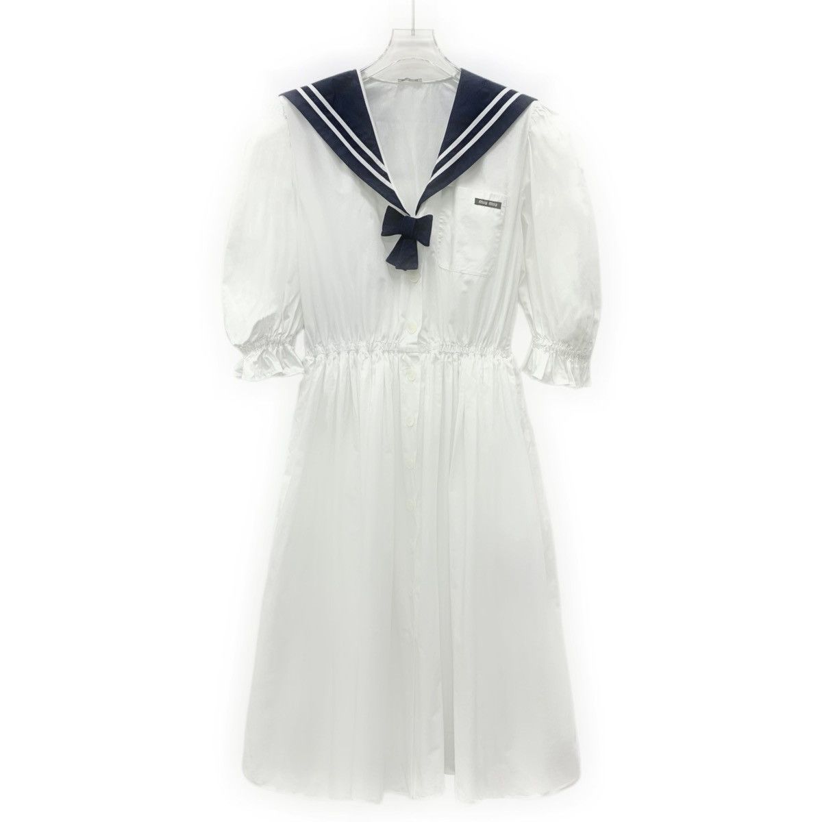 Miu Miu Miu Miu White Sailor Collar Cotton Short Sleeve Dress K26WX Size M / US 6-8 / IT 42-44 - 1 Thumbnail
