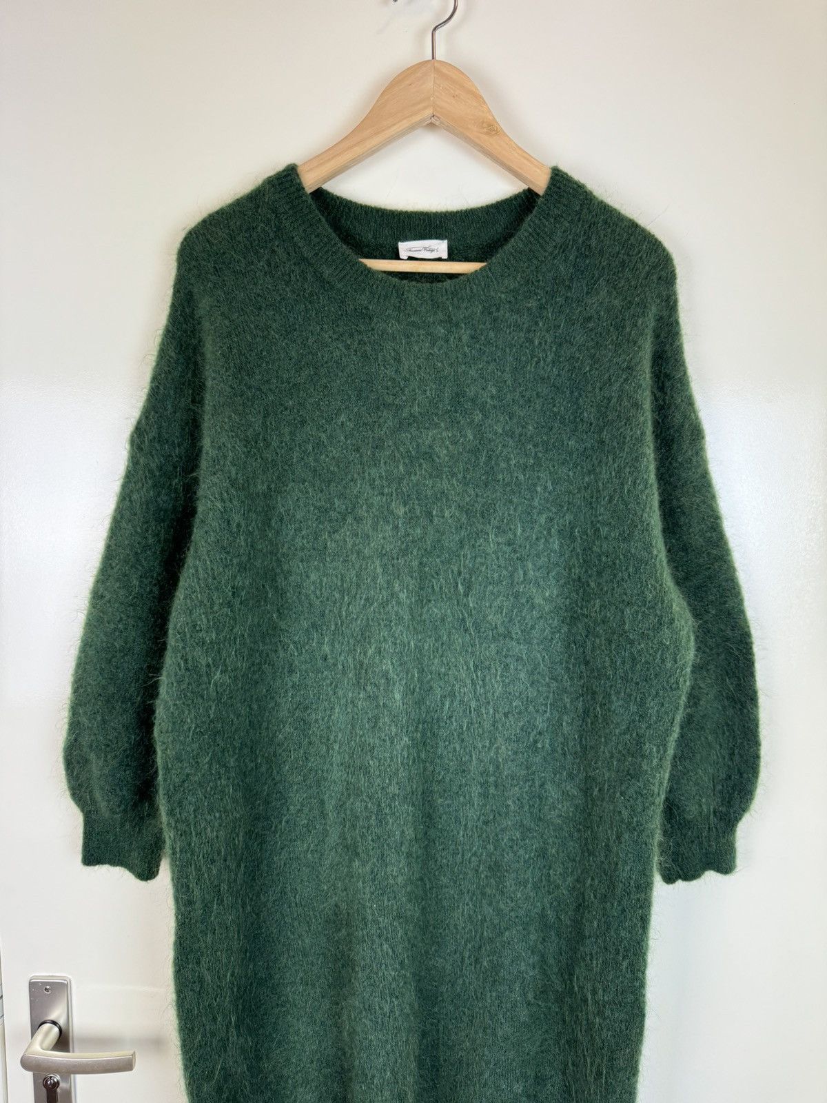 Sezane American vintage mohair wool green fluffy maxi dress sweater Size L / US 10 / IT 46 - 2 Thumbnail