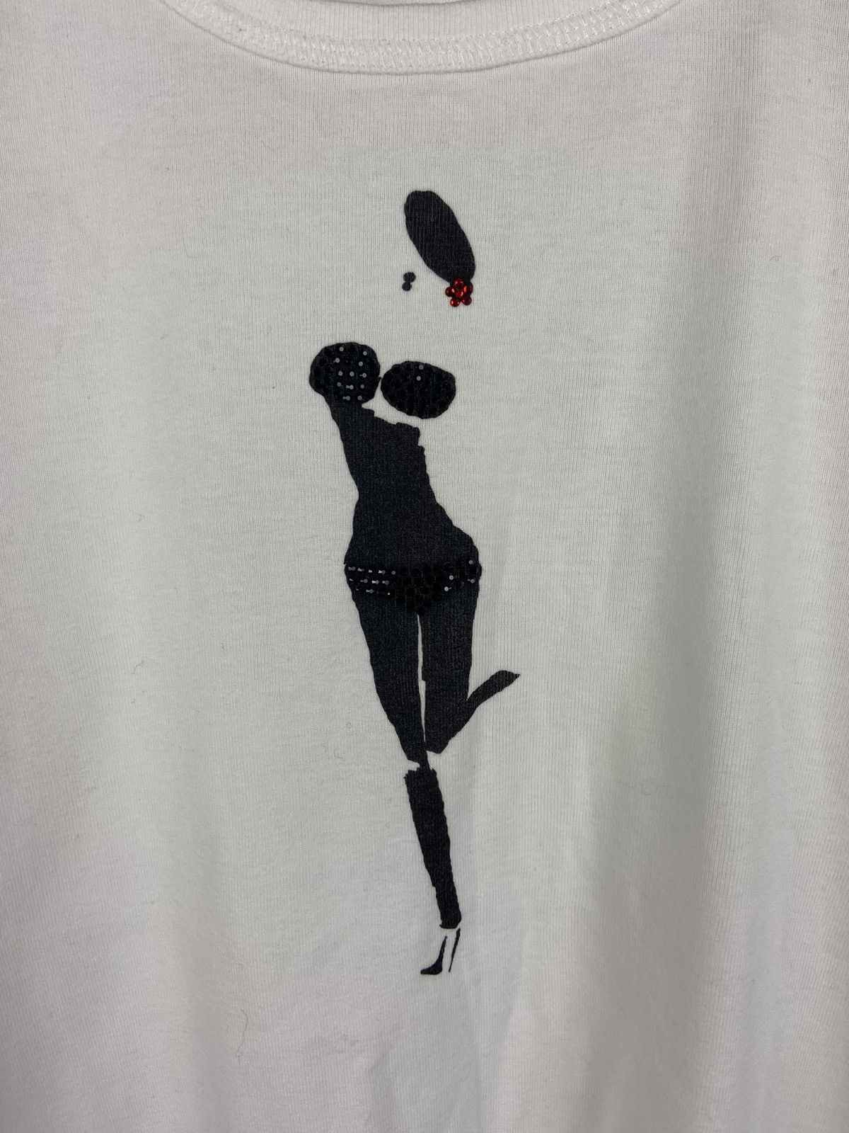 Designer × Sonia Rykiel Sonia Rykiel White Long Sleeve Graphic Tee "Lady" Blouse Size XL / US 12-14 / IT 48-50 - 10 Thumbnail