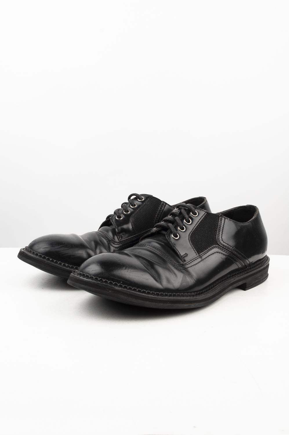 image of Dolce Gabbana Men Black Derbie Shoes Size 10 H3958