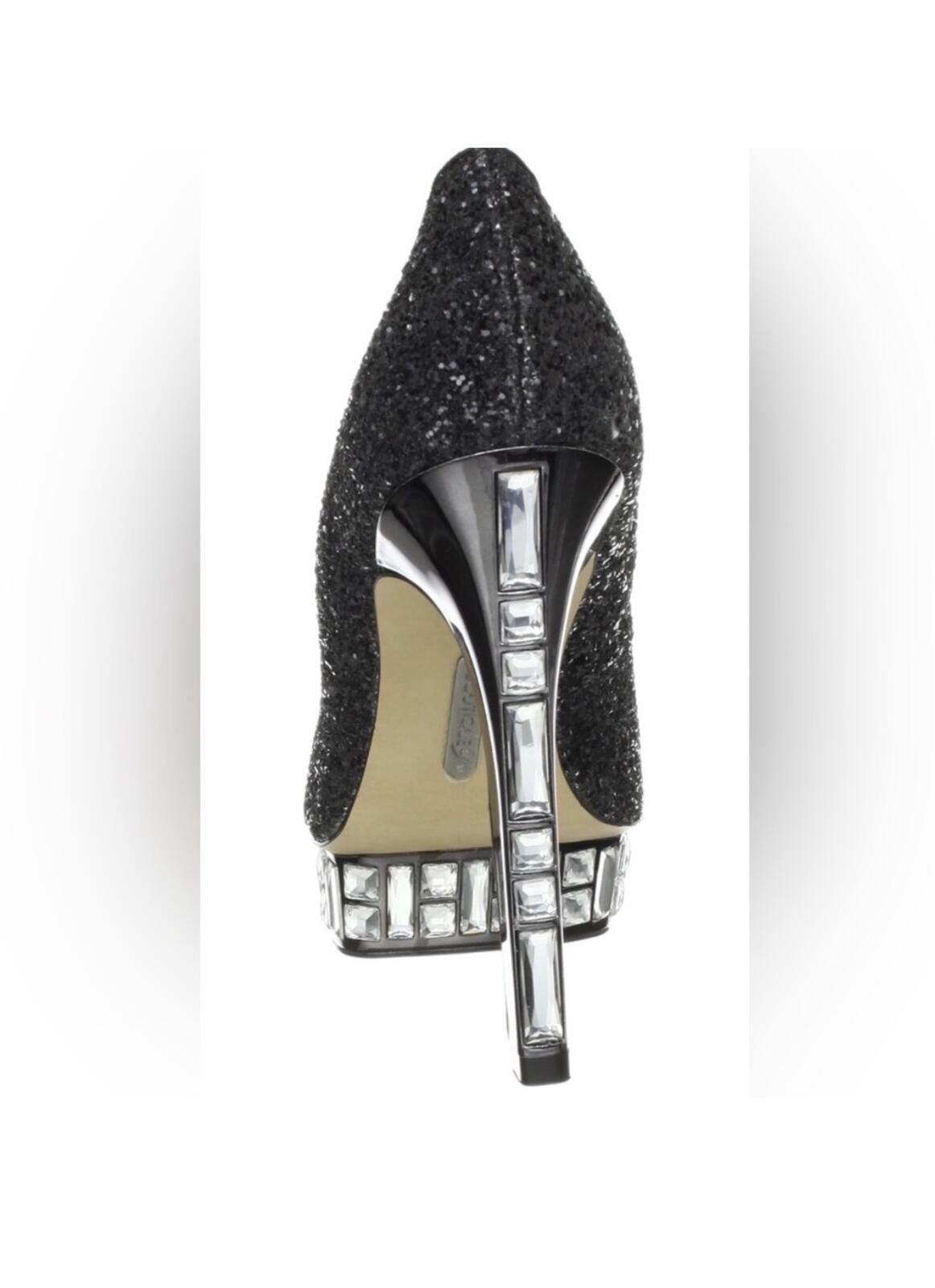 Other Boutique 9 Black Glitter Platform Peep Toe Pumps, Size 7.5 Size US 7.5 / IT 37.5 - 3 Thumbnail