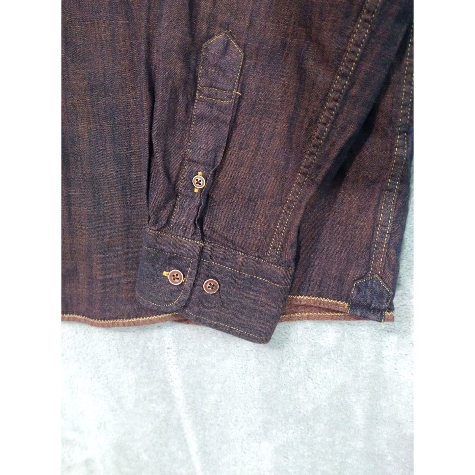 Carbon2Cobalt Carbon 2 Cobalt Shirt Mens Medium Red Denim Long Sleeve Button Up Cotton Size US M / EU 48-50 / 2 - 3 Thumbnail