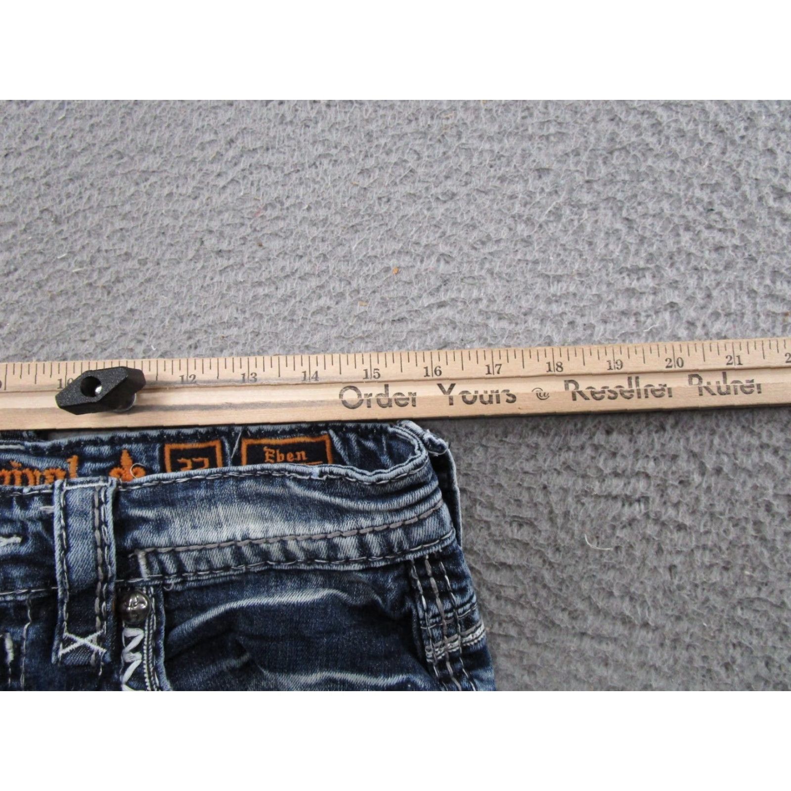 Vintage Rock Revival Eben Jeans Men’s 32x31.5 Straight Distressed Medium Wash Denim Size US 32 / EU 48 - 7 Thumbnail
