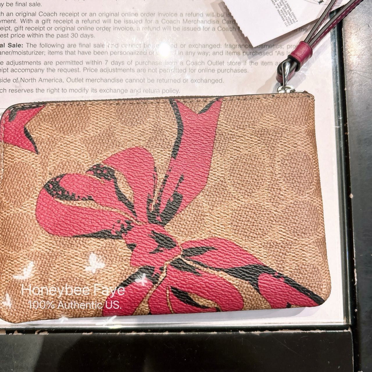 Coach Corner Zip Wristlet In Signature Canvas With Bow Print CZ440 Size ONE SIZE - 2 Thumbnail