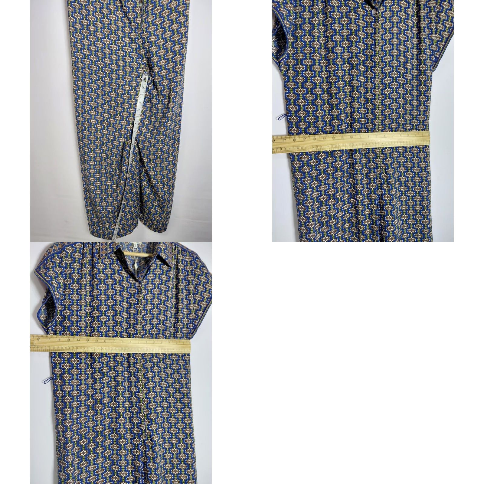 Vintage MAX STUDIO Jumpsuit Short Sleeve Collared Women XL Blue Floral Pattern NWT Size 40" / US 18 - 11 Thumbnail