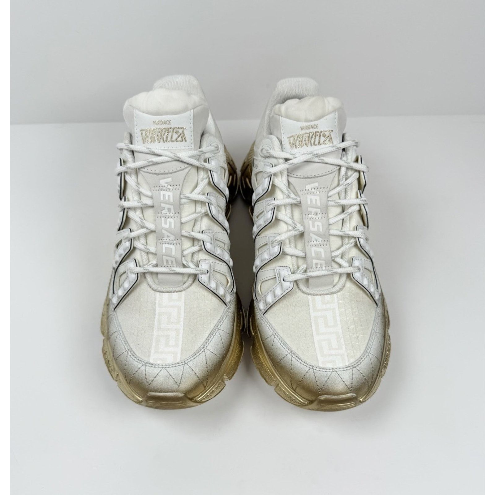 Versace Size 40EU/7US - Versace Trigreca White Gold Sneakers NEW! Size US 7 / EU 40 - 3 Thumbnail