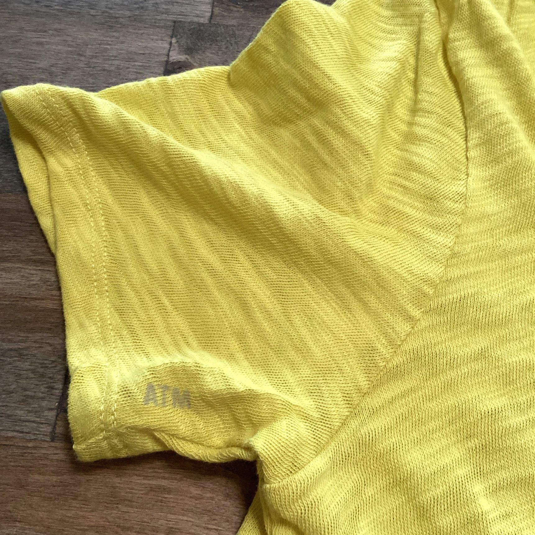 Vintage ATM Anthony Thomas Melillo T Shirt Women M Yellow Slub Jersey Cotton V Neck Top Size M / US 6-8 / IT 42-44 - 4 Thumbnail