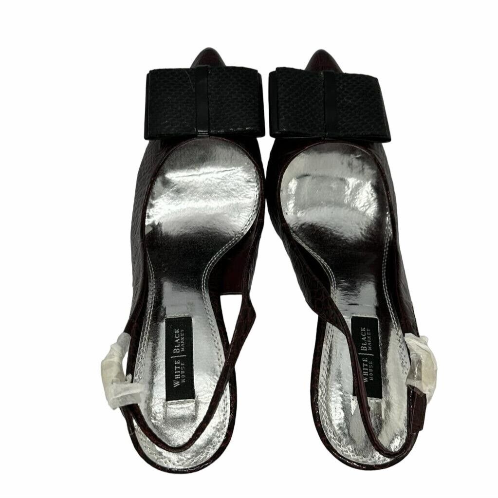 White House Black Market WHBM Sz 7.5 New Women's Slingback Heels RUDY Faux Croc Faux Size US 7.5 / IT 37.5 - 5 Thumbnail