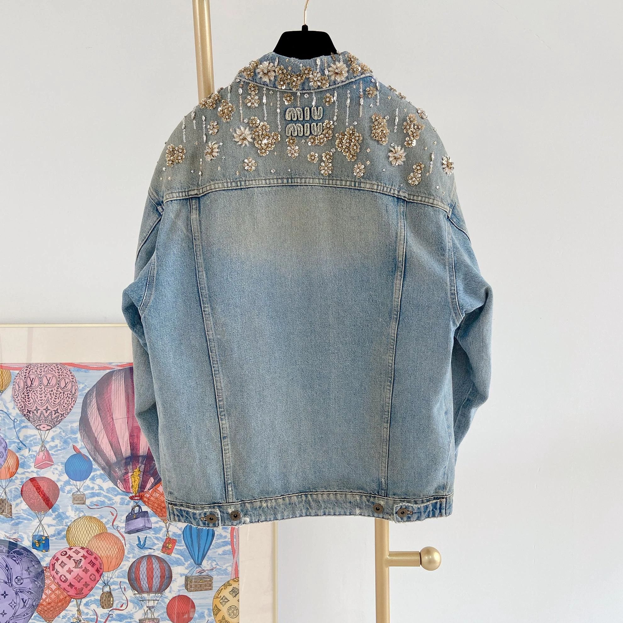 Miu Miu MIU MIU Beaded Studded Denim Jacket 40 Size S / US 4 / IT 40 - 3 Thumbnail