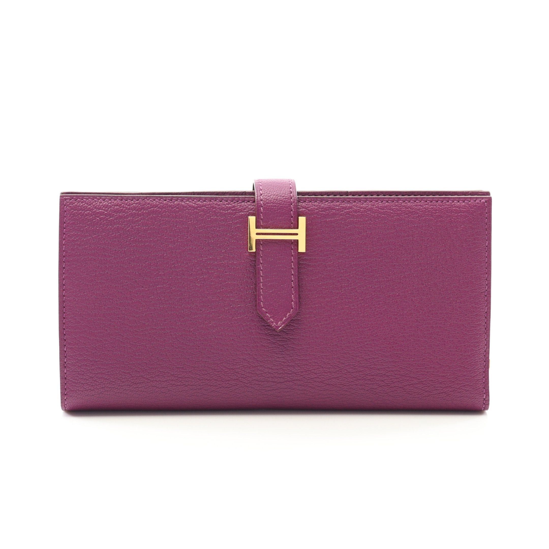 Hermes Hermes Bear Souffle Anemone Bi-Fold Long Wallet Chevre Purple Gold Hardware □ R Stamp Size ONE SIZE - 1 Thumbnail
