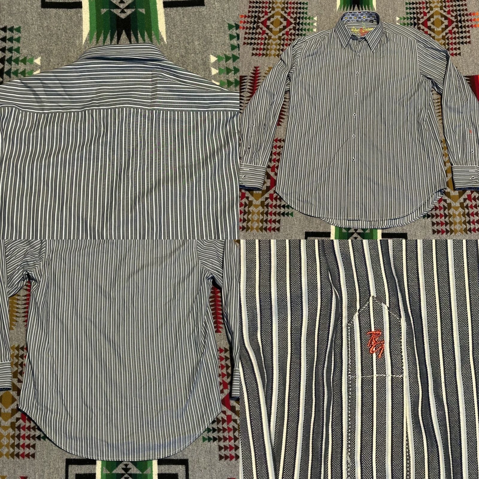 Robert Graham Robert Graham Shirt Mens Medium Stripe Button Down Flip Cuff C8 Size US M / EU 48-50 / 2 - 8 Thumbnail
