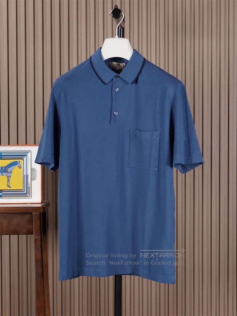 Hermes Hermes Klein Blue Short Sleeve Polo Size US L / EU 52-54 / 3 - 1 Thumbnail