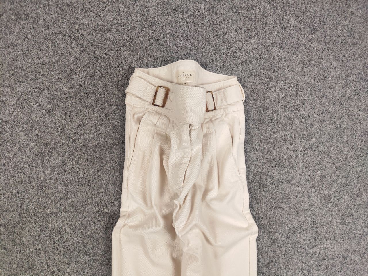 Sezane Sezane Paris Design Beige Denim Jeans with belt Size 34" / US 12 / IT 48 - 4 Thumbnail