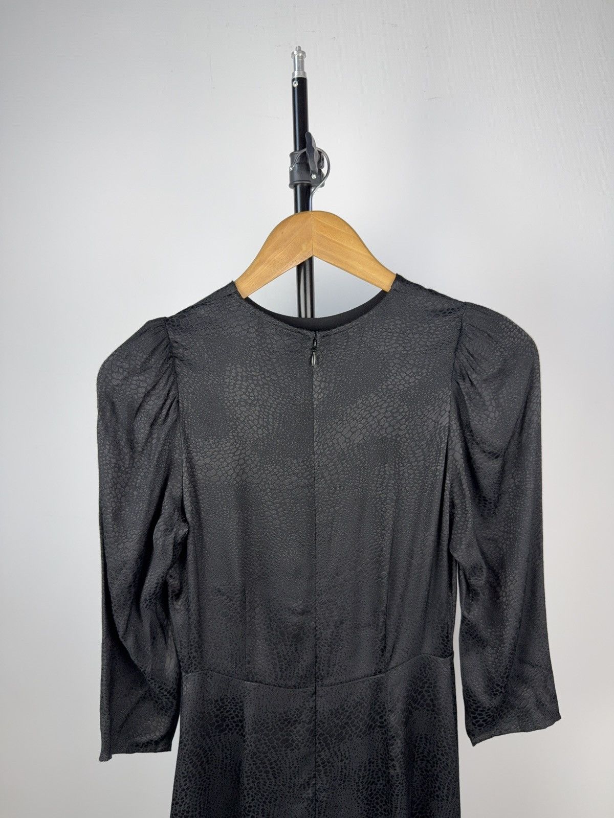 The Kooples Designer The Kooples Black Puff Sleeve Mini Dress Viscose Size XS / US 0-2 / IT 36-38 - 7 Thumbnail