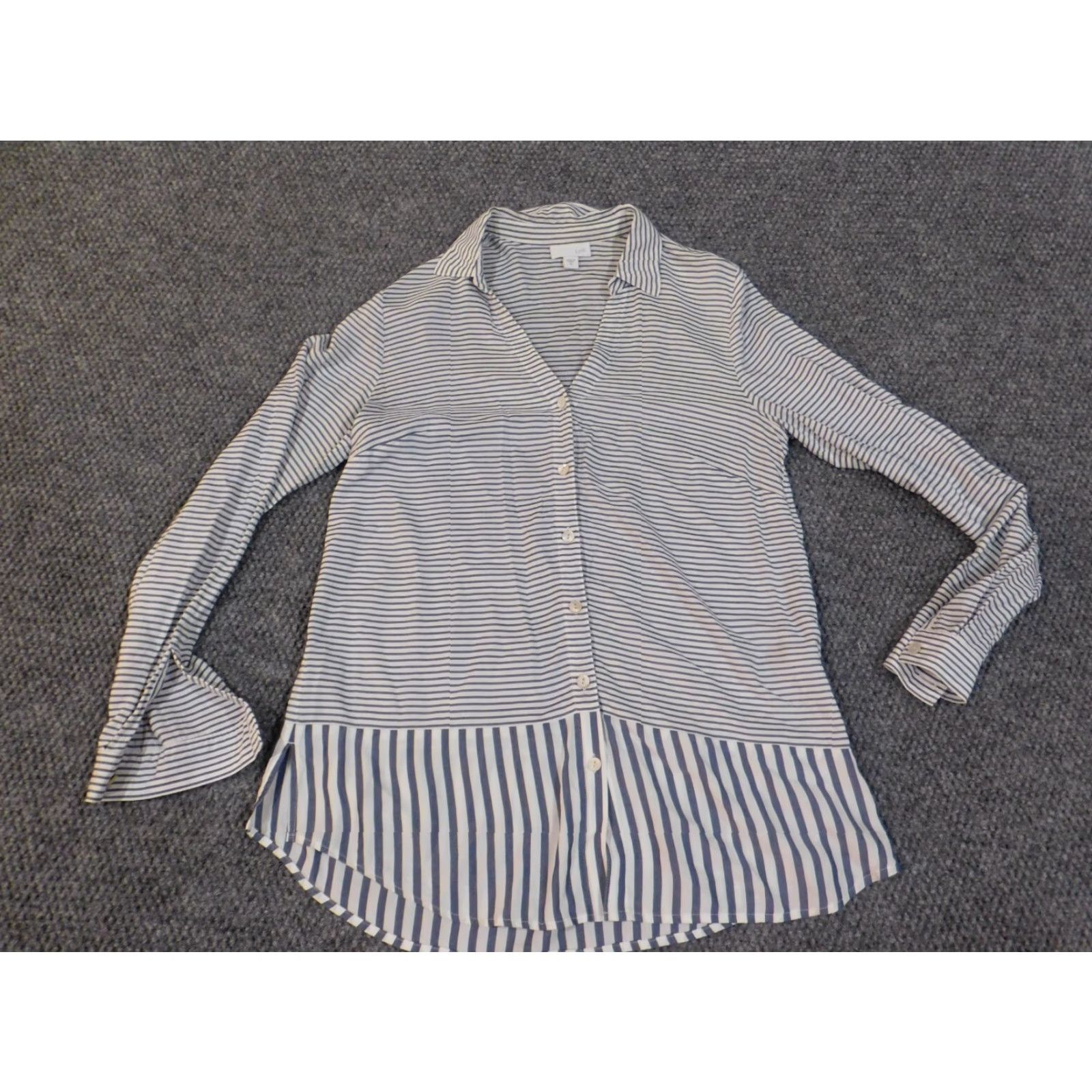 J. Jill J. Jill Blouse Tunic Womens XS Blue Geometric Rayon Casual Cap Sleeveless Button Collar Stretch Size XS / US 0-2 / IT 36-38 - 4 Thumbnail