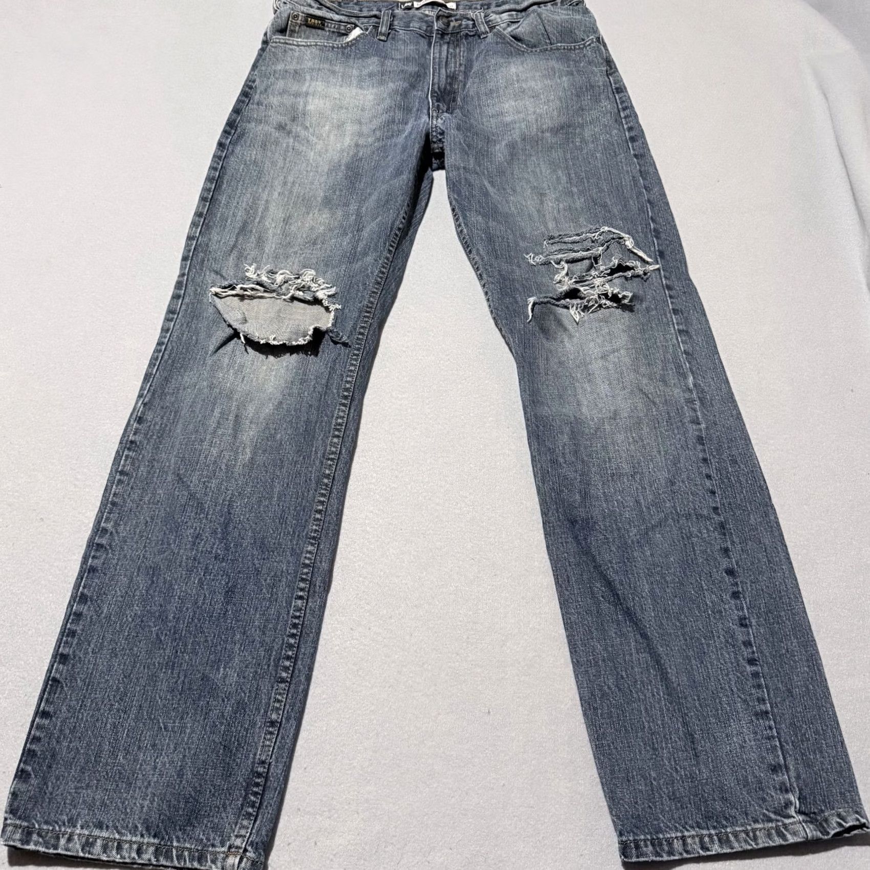 Lee Lee Jeans Men Jeans Blue Distressed Mid Rise Straight Zip Fly 34x31 Size US 34 / EU 50 - 2 Thumbnail