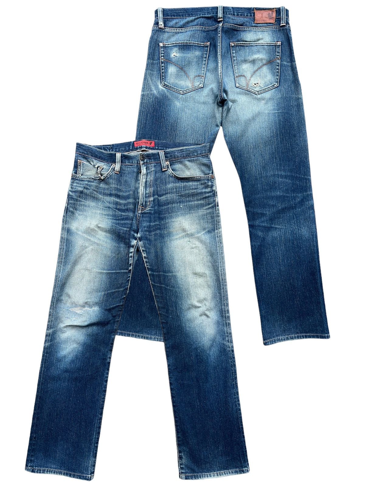 Japanese Brand BN Japan Patchwork Distressed Selvedge Denim Jeans 35x31 Size US 35 - 1 Thumbnail