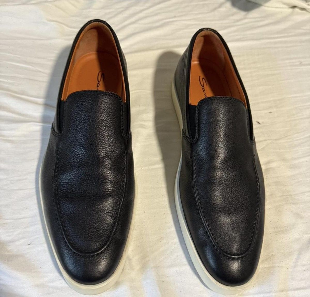 Santoni Santoni Black Leather SlipOn Loafers Sneakers Made in Italy Size US 10 / EU 43 - 1 Thumbnail