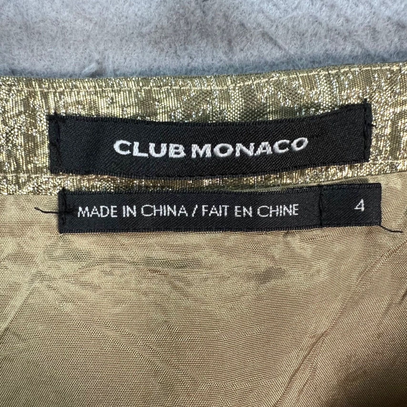 Club Monaco Club Monaco Skirt Womens 4 Gold Metallic Pleated Mini Size 27" / US 4 / IT 40 - 3 Thumbnail