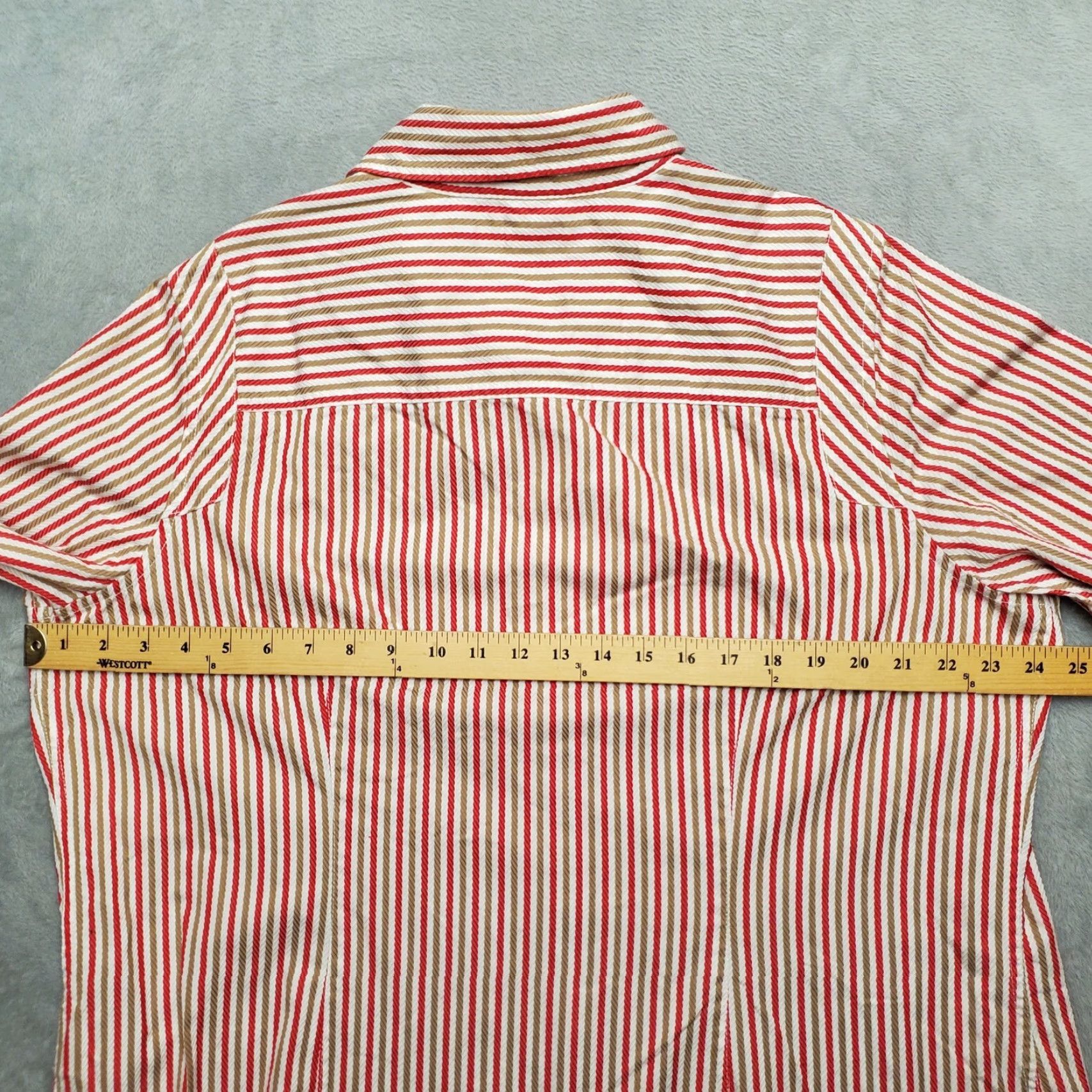 Tommy Hilfiger VINTAGE Tommy Hilfiger Shirt Womens 18 Red Striped Long Sleeve Button Top Size XXL / US 16-18 / IT 52-54 - 7 Thumbnail