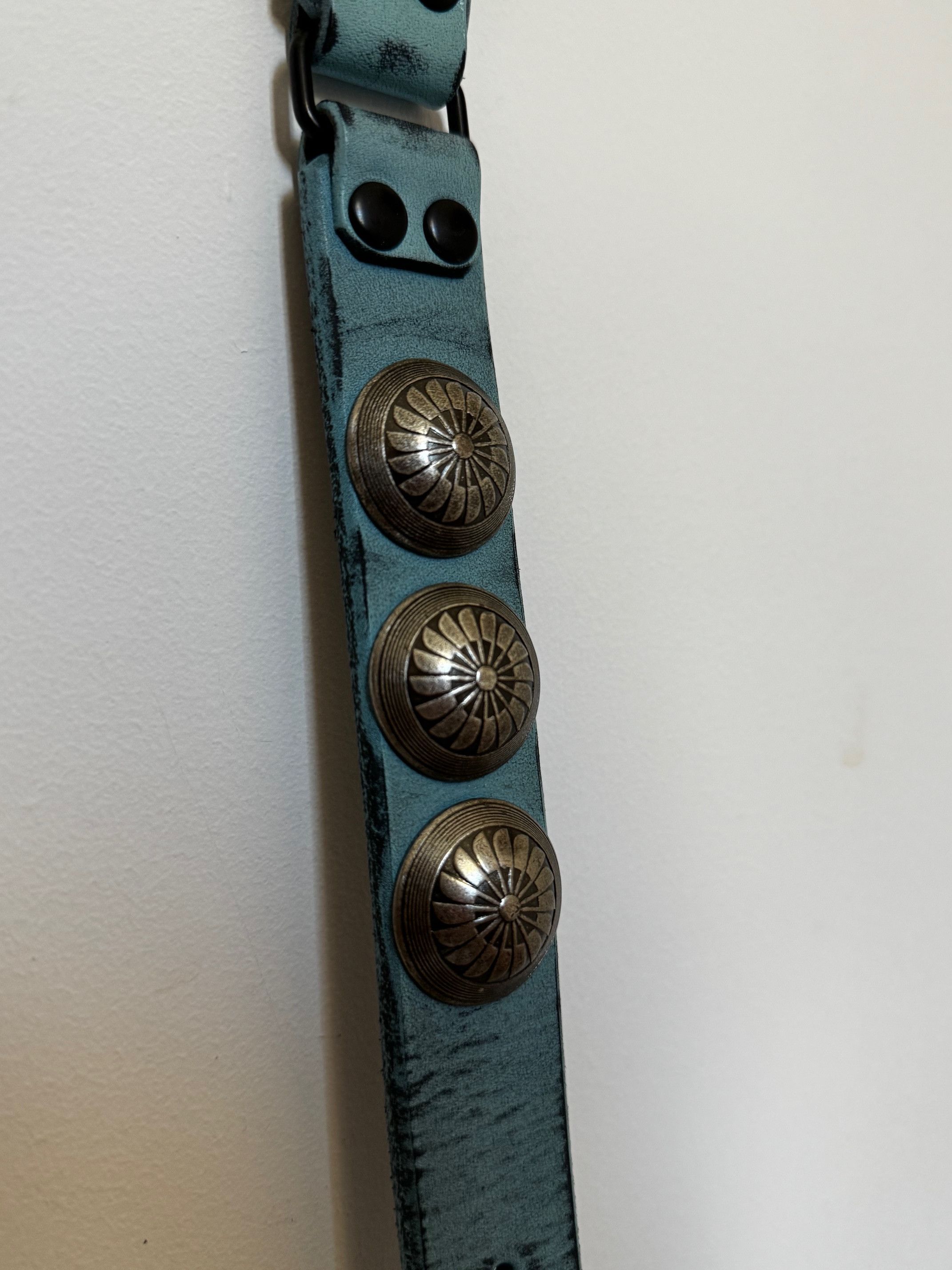 Blackmeans Blackmeans Silver Concho Medallion D-Ring Black Leather