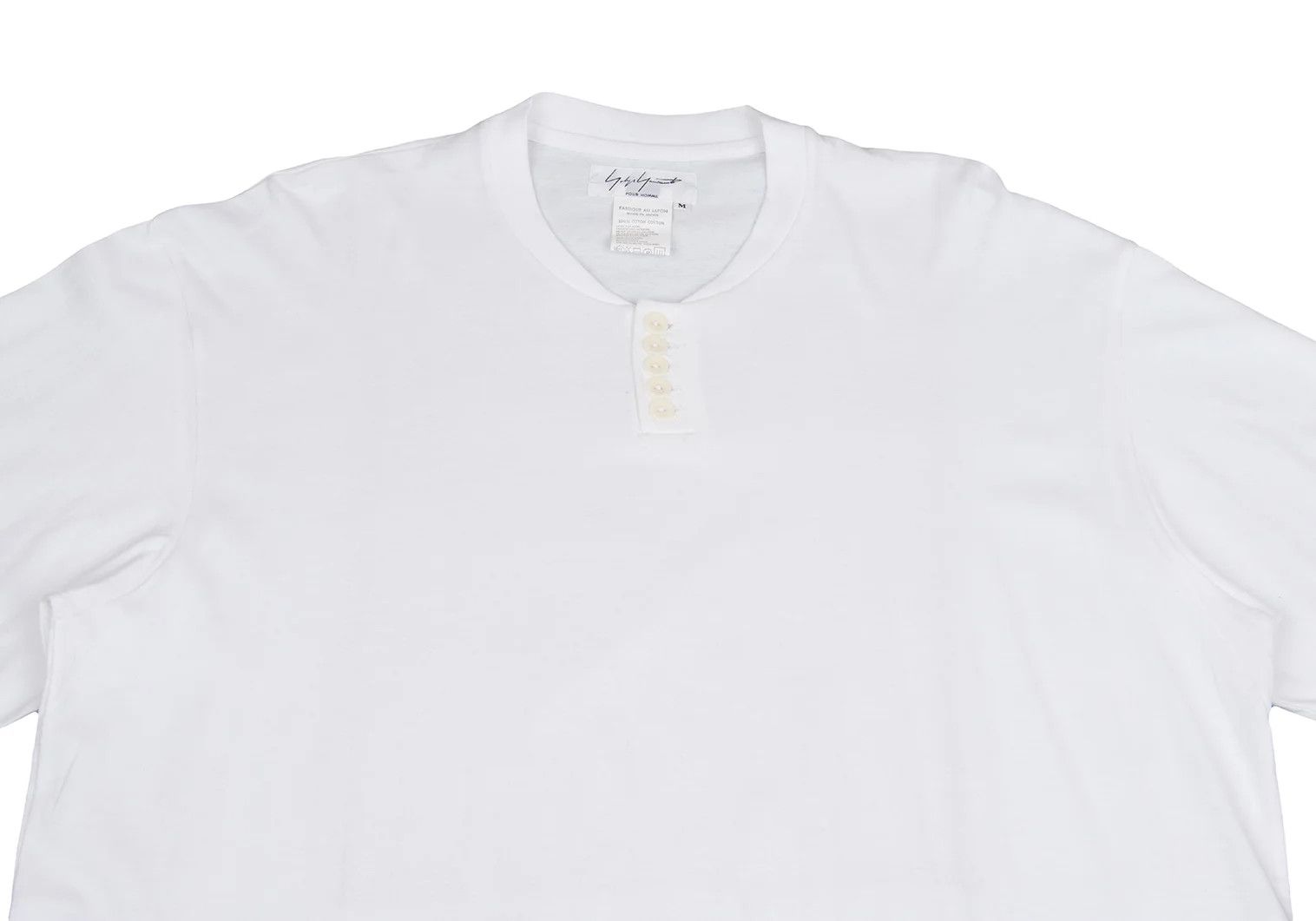 Yohji Yamamoto Yohji Yamamoto Henry Neck Cotton T-Shirt White M Size US M / EU 48-50 / 2 - 2 Thumbnail