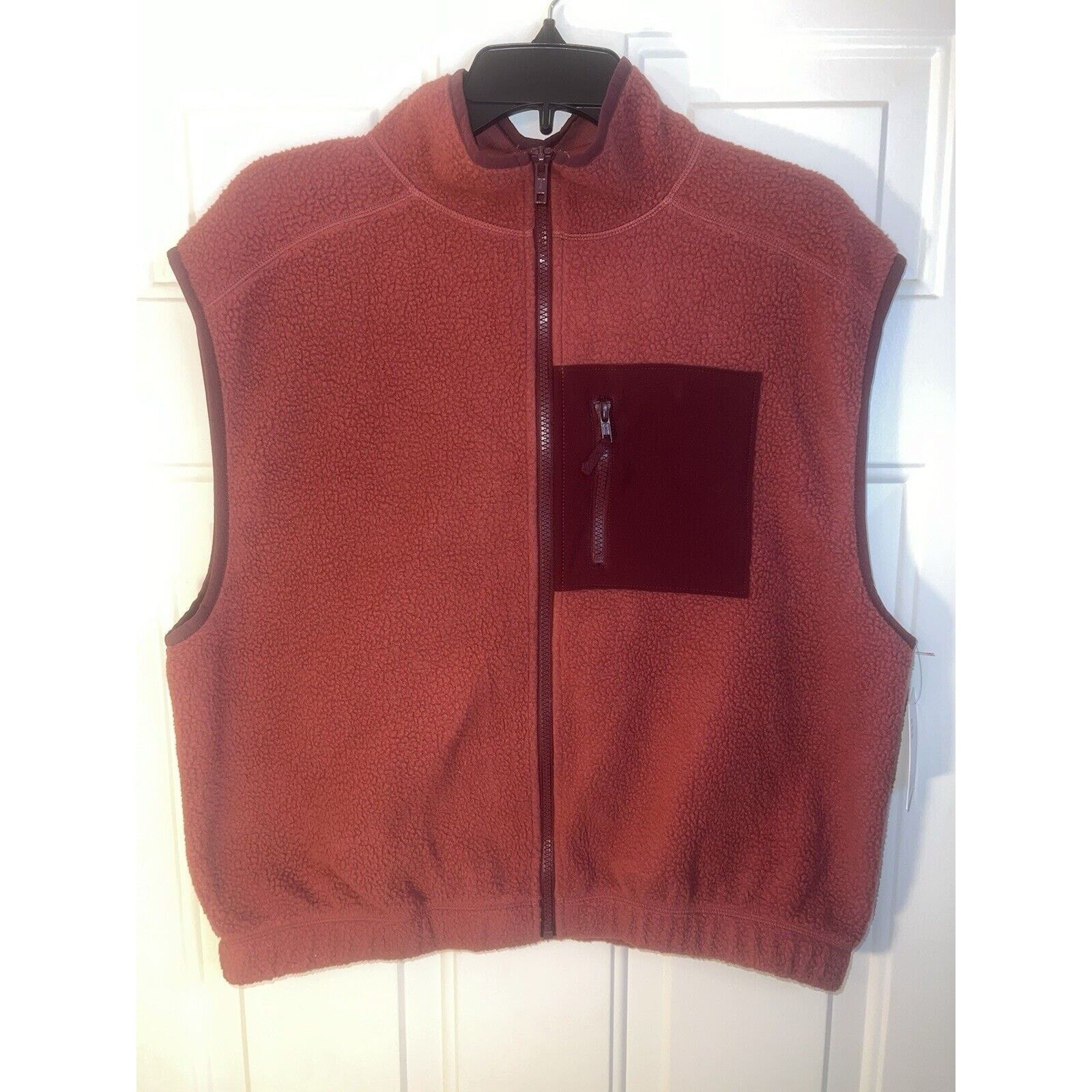 & Other Stories SO Sherpa Vest Jacket Dark Red Large Cozy Fleece Zip Up Size L / US 10 / IT 46 - 1 Thumbnail