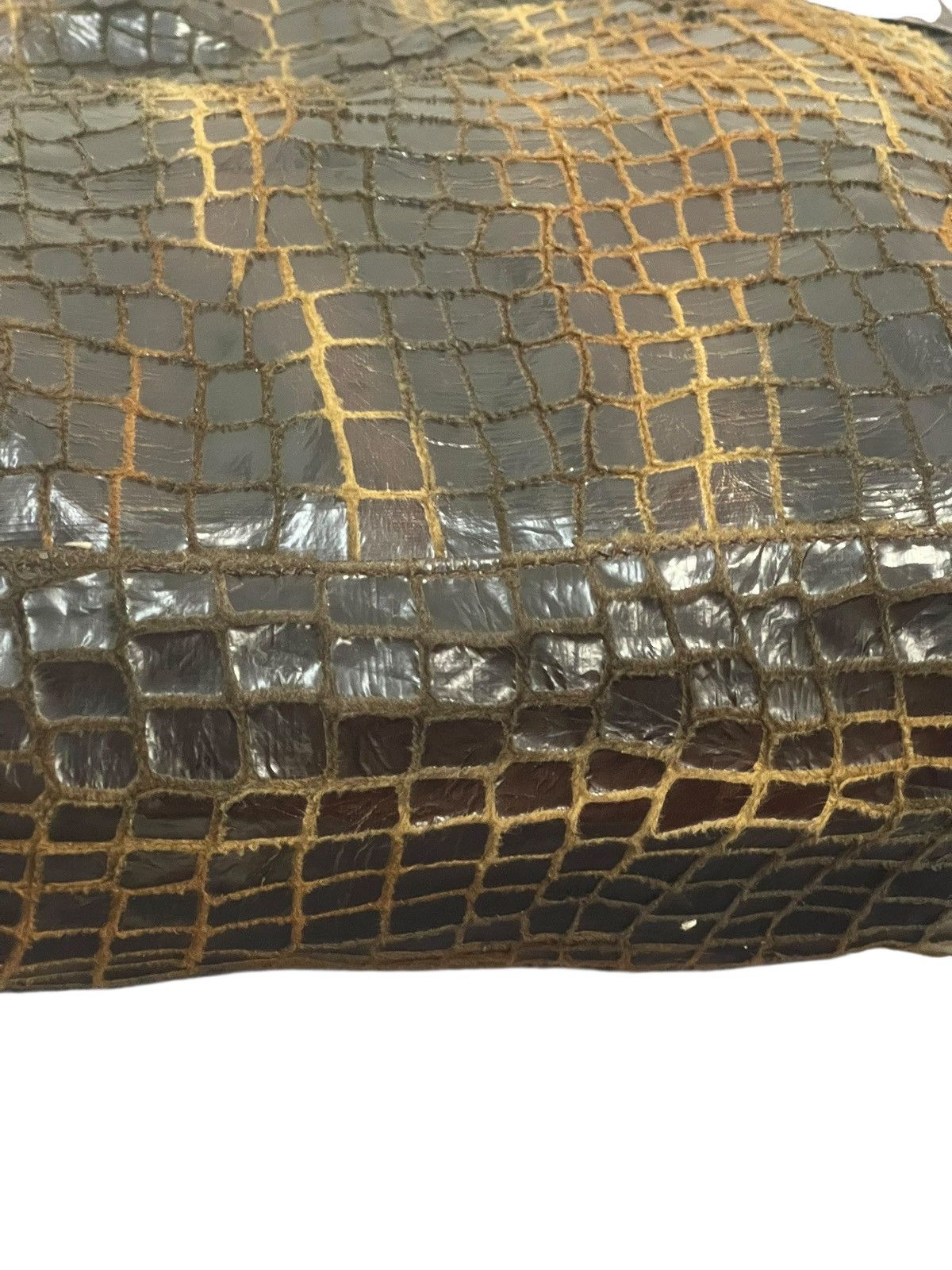 Genuine Leather Crocodile Embossed Textured Patina 4 Session Bag 2🟩1 Size ONE SIZE - 15 Thumbnail