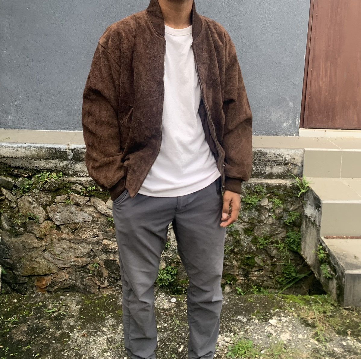 Vintage Vintage Brown Suede Leather Bomber Jacket Size US L / EU 52-54 / 3 - 3 Thumbnail