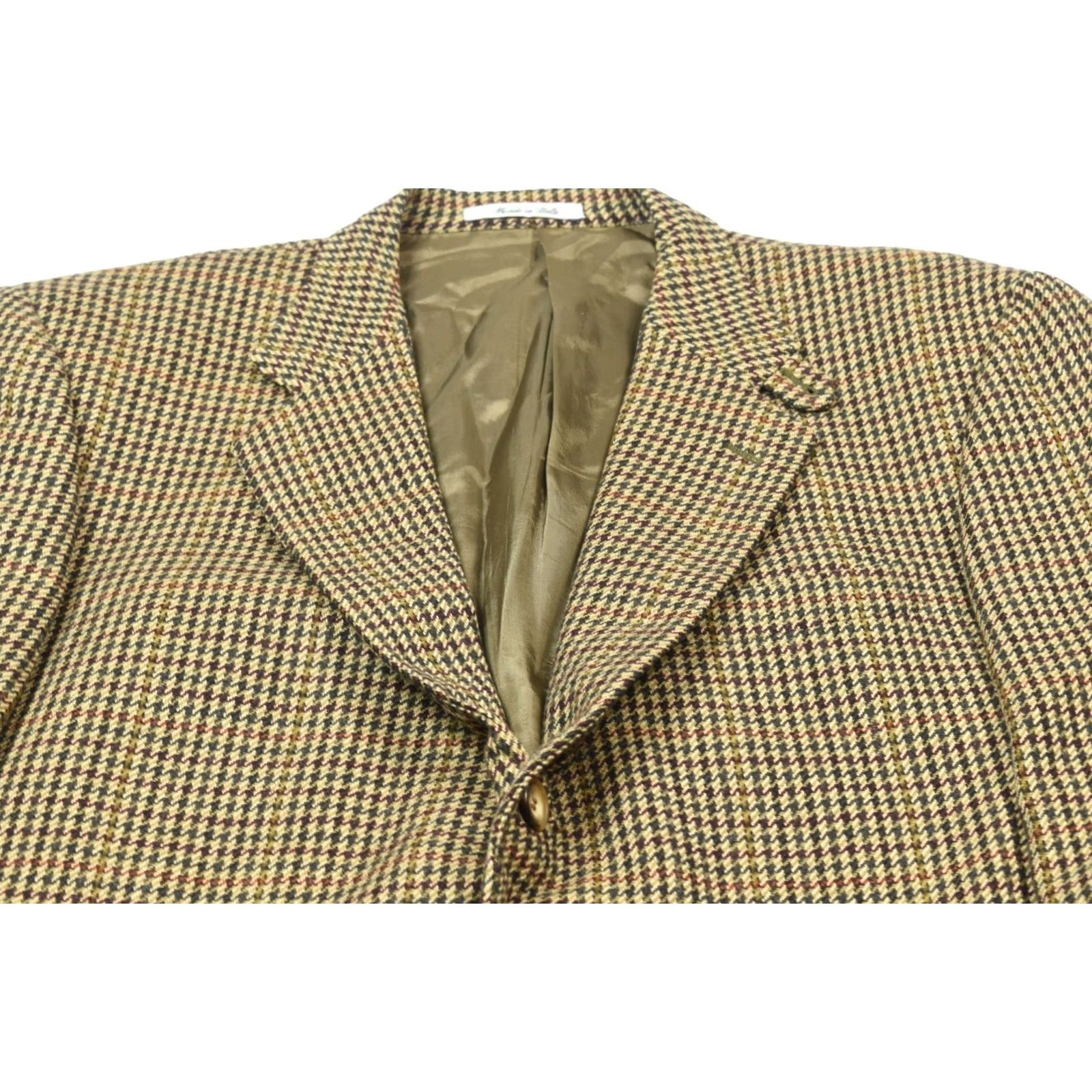 Faconnable Façonnable Blazer Mens L Long Brown Check Wool Cashmere 3-Button Plaid Notch Lapel Double-Vented Single-Breasted Jacket/Coat Size 42R - 3 Thumbnail