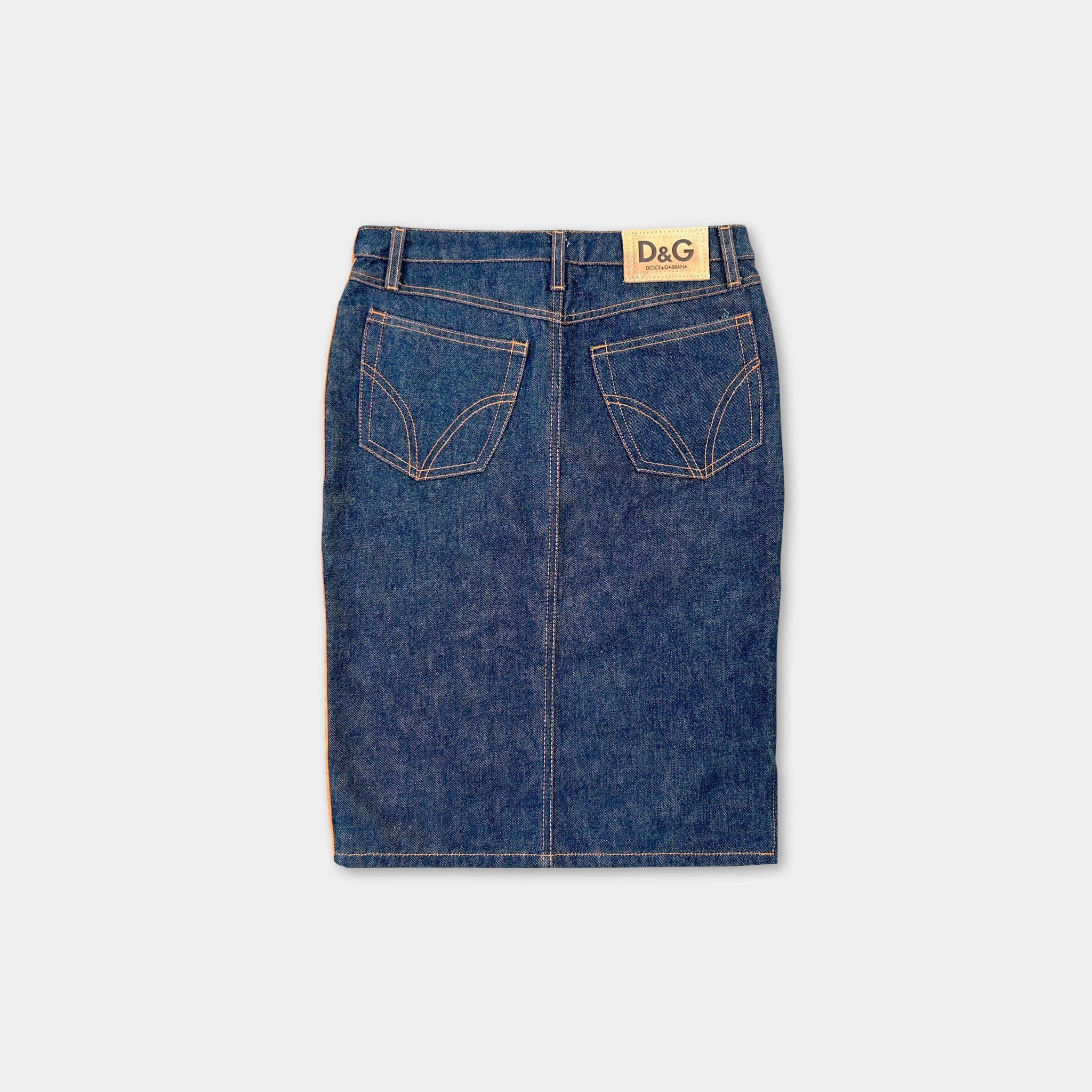 Dolce & Gabbana Dolce & Gabbana Hybrid Brown Suede and Blue Denim Long Skirt Size 26" / US 2 / IT 38 - 6 Thumbnail