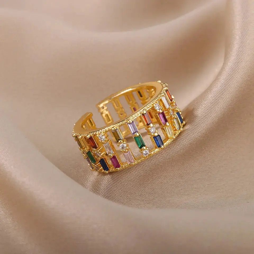 Japanese Brand Creative Rainbow Zircon Rings Size ONE SIZE - 2 Thumbnail