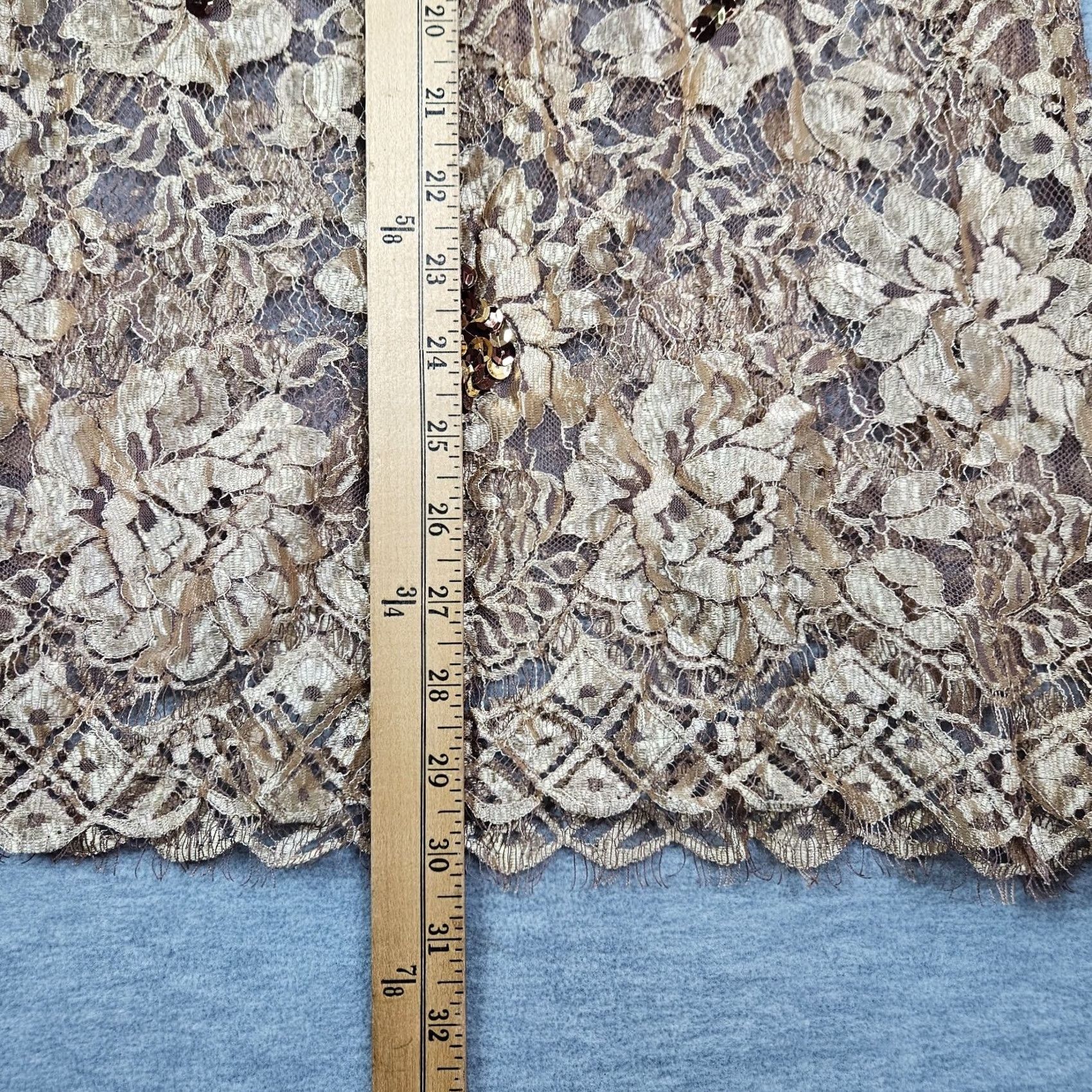 Vintage Annemarie Gardin Blouse Mock Neck Lace Floral Printed Gold Sz 12 Womens Regular Long Sleeve Sequin Size XL / US 12-14 / IT 48-50 - 8 Thumbnail