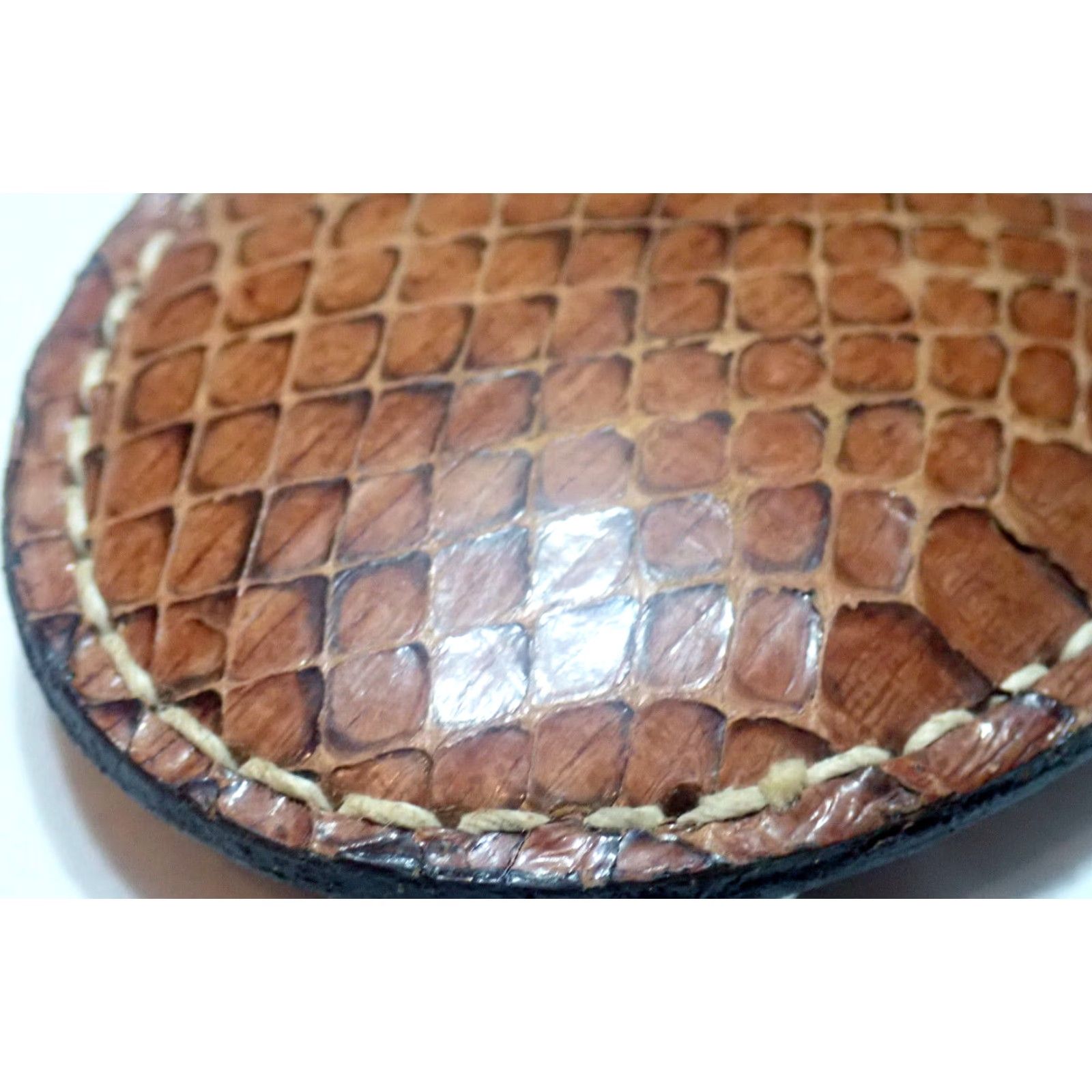 Vintage VINTAGE Cardat Snakeskin Reptile Skin Leather Oval Belt Buckle Only Cowboy Western Unisex Adult Brown 1990s Size ONE SIZE - 5 Thumbnail