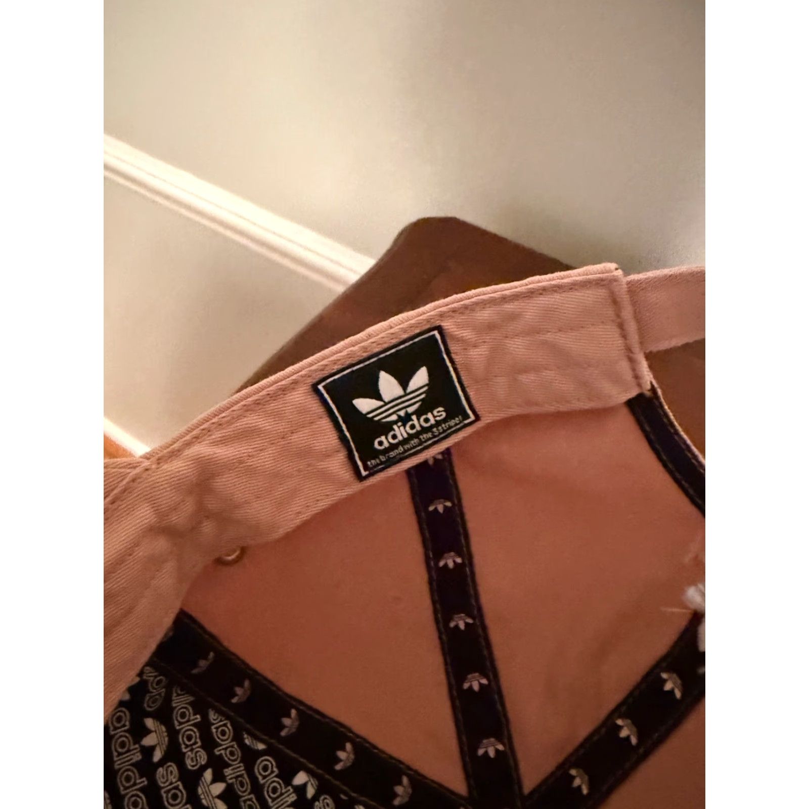 Adidas Adidas Women’s Relaxed Mini Logo Strap-Back Hat Peach EUC Baseball Cap Adjustable 100% Cotton Canvas Beige Logo Size ONE SIZE - 5 Thumbnail