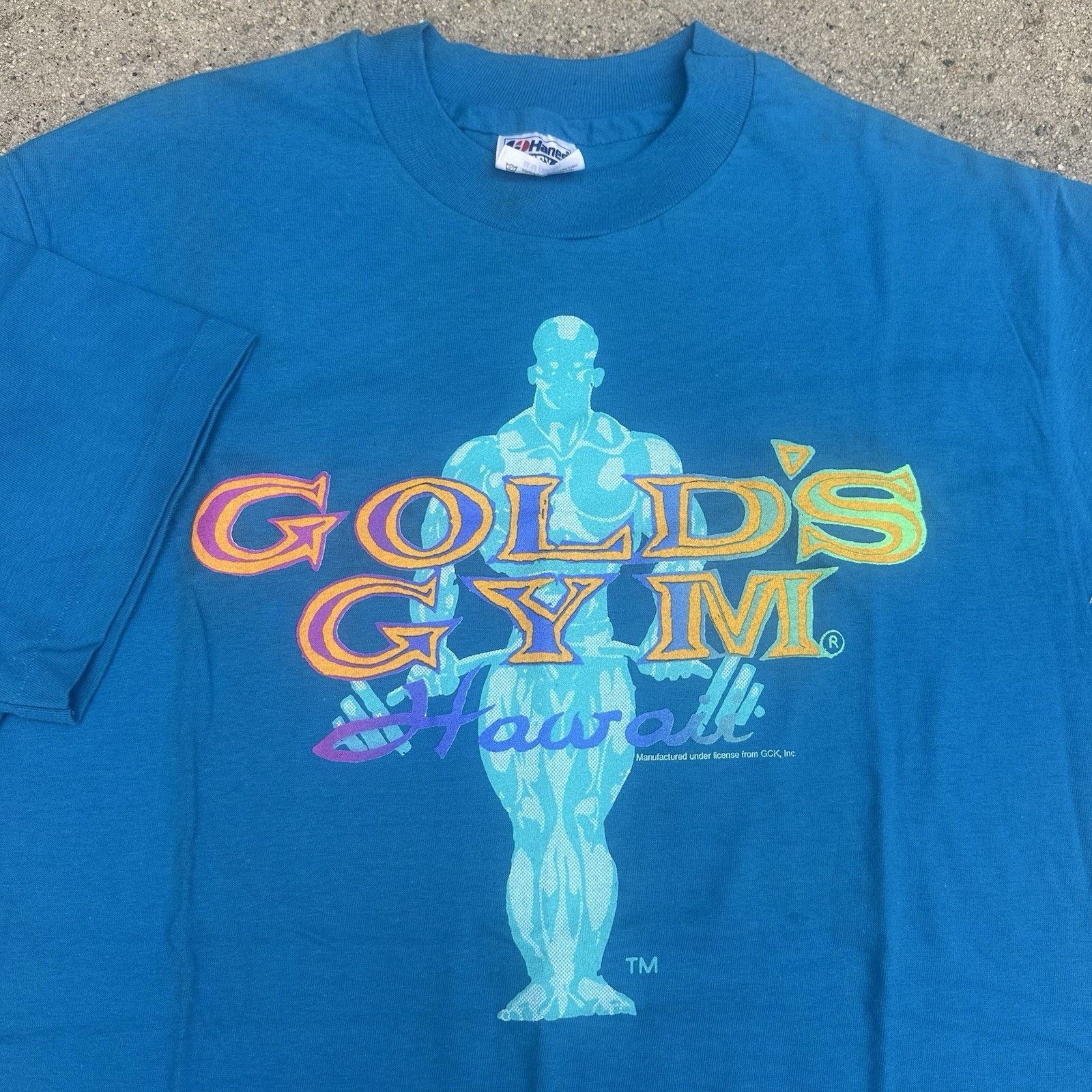 Vintage Vintage 80s Golds Gym Hawaii Blue Tee T-Shirt Medium Size US M / EU 48-50 / 2 - 1 Thumbnail