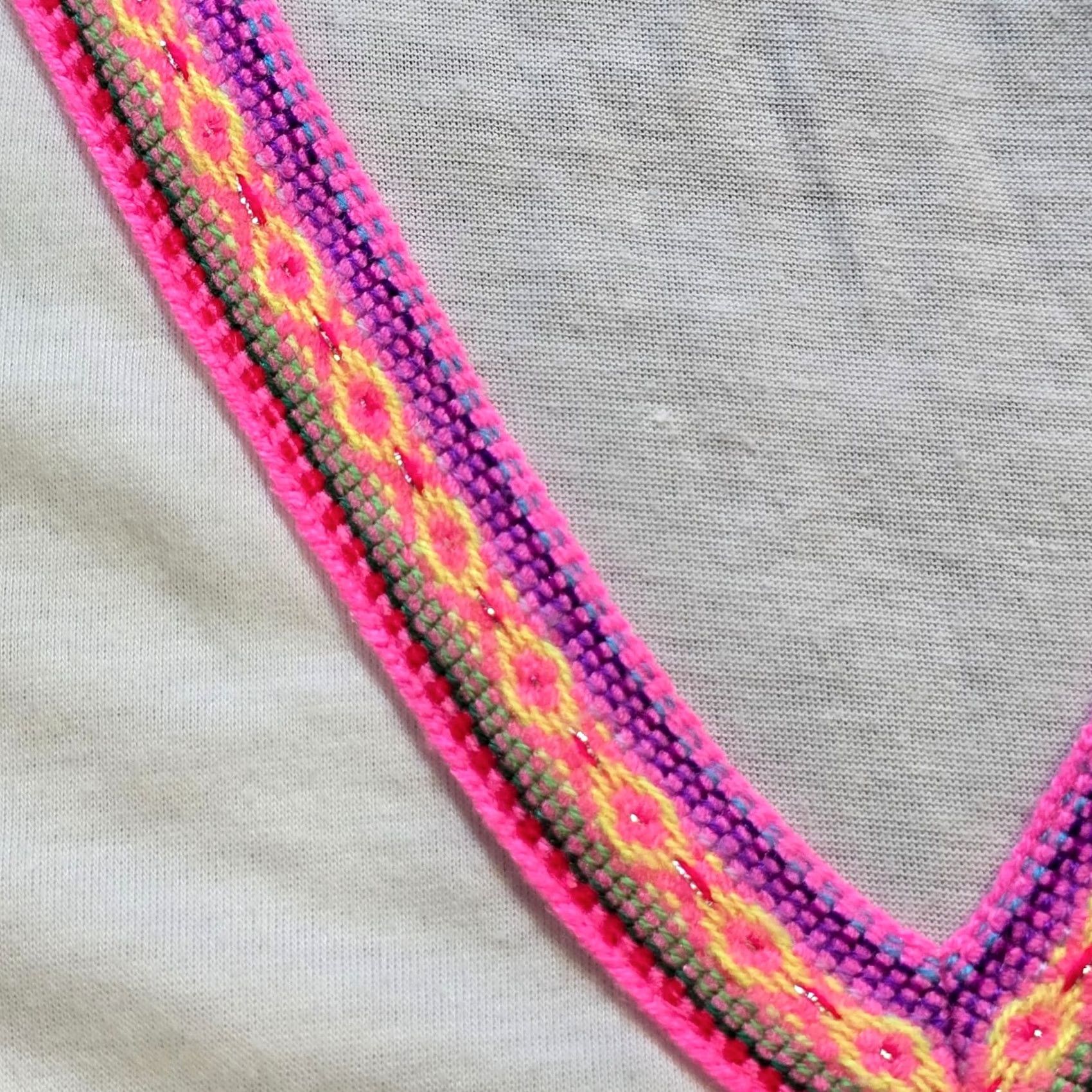 Vintage Pitusa Top Womens XL White Pink Embroidery V Neck Stretch Casual Boho Peru Shirt Ladies Size XL / US 12-14 / IT 48-50 - 4 Thumbnail